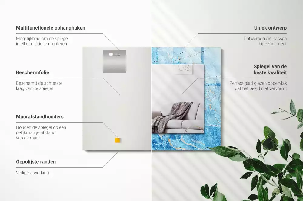 Oglindă imprimată Model de marmură albastru