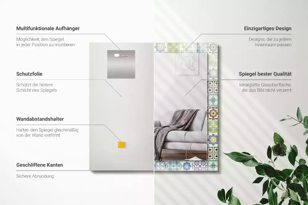 Decorațiuni de perete cu oglinzi Modele de faianță colorate