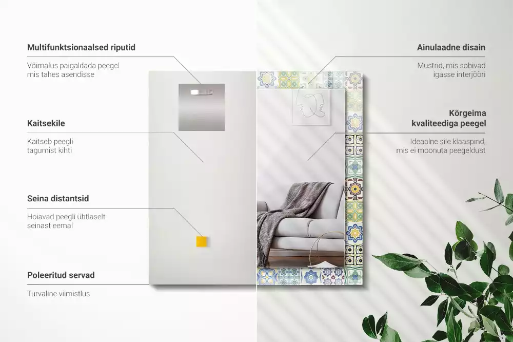 Decorațiuni de perete cu oglinzi Modele de faianță colorate