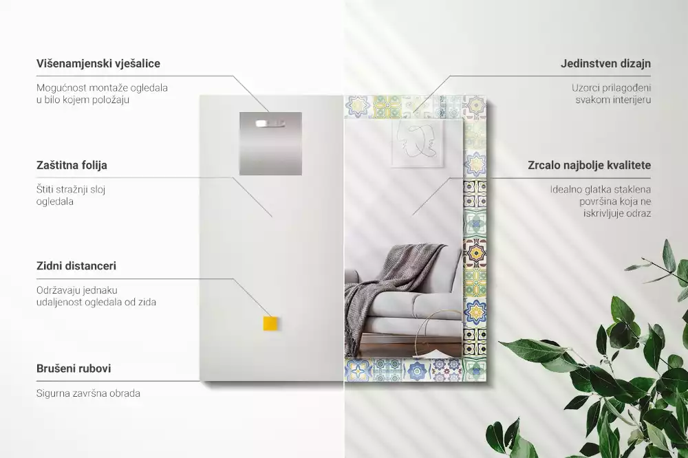 Decorațiuni de perete cu oglinzi Modele de faianță colorate