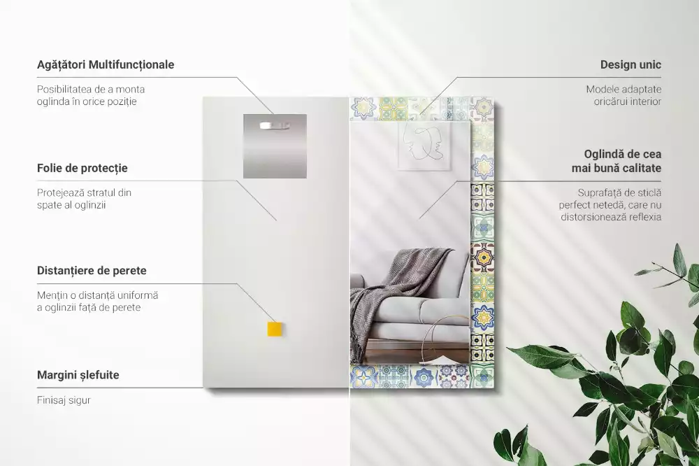 Decorațiuni de perete cu oglinzi Modele de faianță colorate