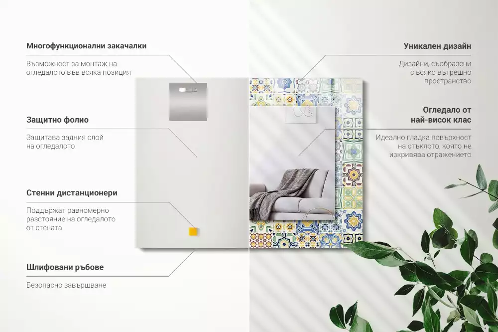 Decorațiuni de perete cu oglinzi Modele de faianță colorate