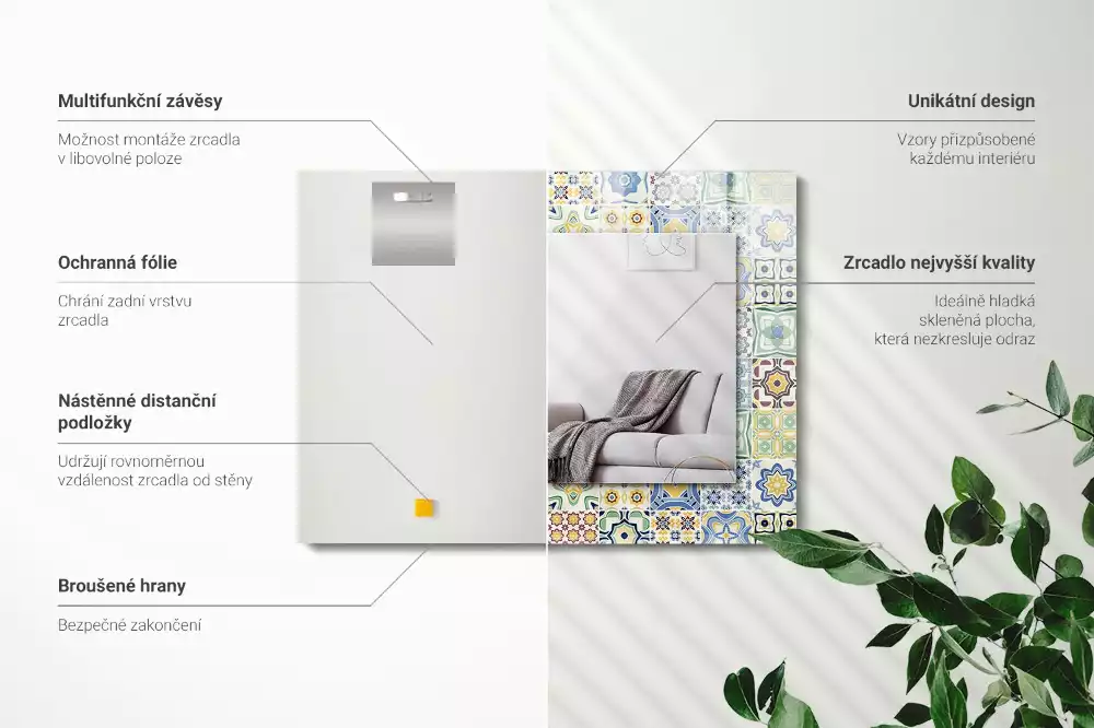 Decorațiuni de perete cu oglinzi Modele de faianță colorate