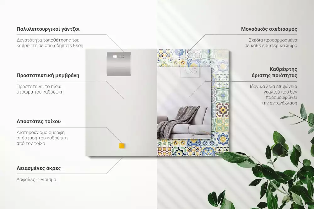 Decorațiuni de perete cu oglinzi Modele de faianță colorate