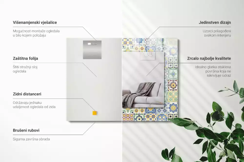 Decorațiuni de perete cu oglinzi Modele de faianță colorate