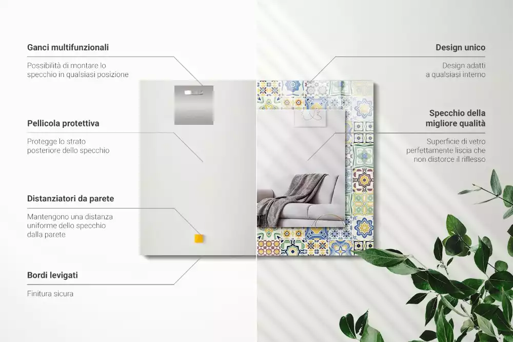 Decorațiuni de perete cu oglinzi Modele de faianță colorate