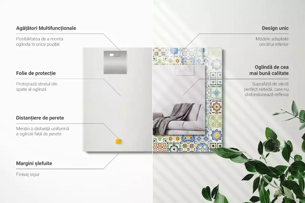 Decorațiuni de perete cu oglinzi Modele de faianță colorate