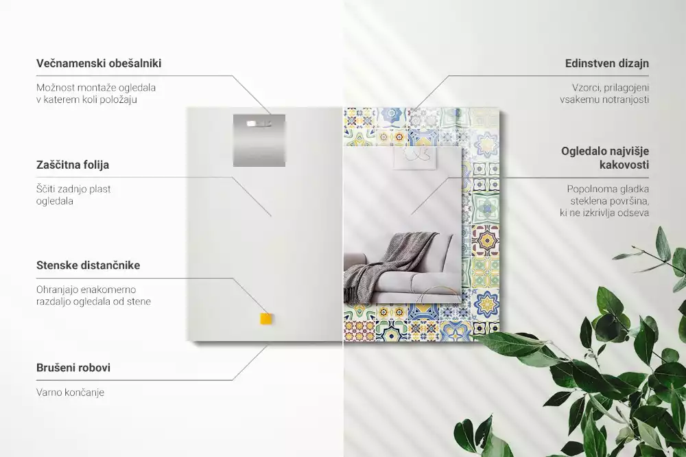 Decorațiuni de perete cu oglinzi Modele de faianță colorate