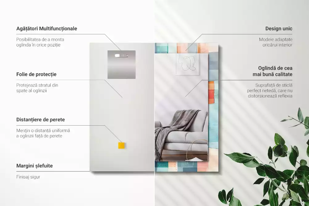 Decorațiuni perete cu oglindă Dreptunghiuri abstracte colorate