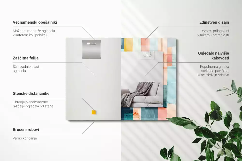 Decorațiuni perete cu oglindă Dreptunghiuri abstracte colorate