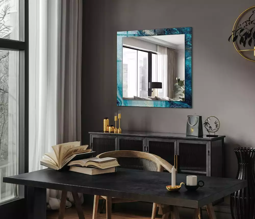 Oglindă imprimată Artă abstractă albastră