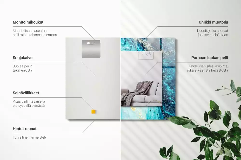 Oglindă imprimată Artă abstractă albastră