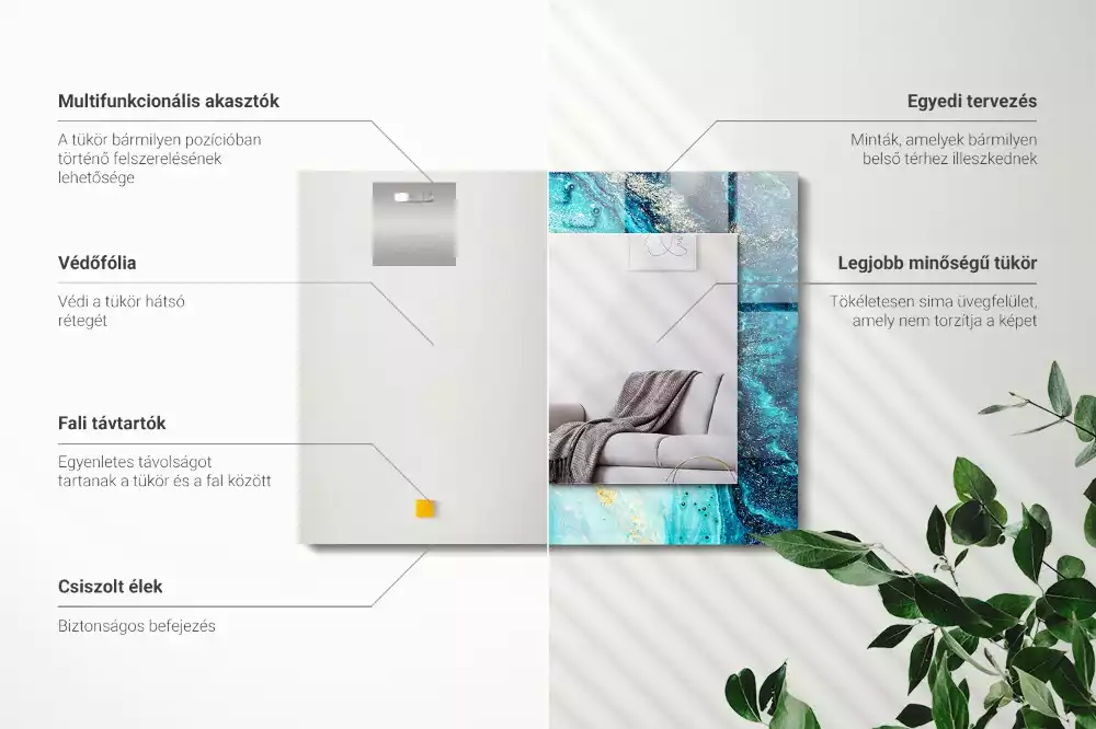 Oglindă imprimată Artă abstractă albastră