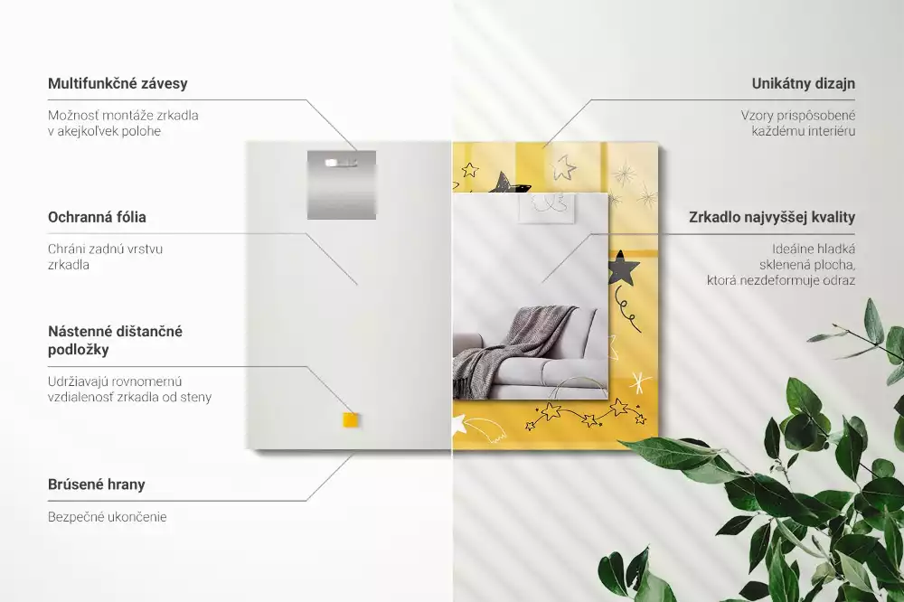 Oglindă imprimată Desene cu stele diferite