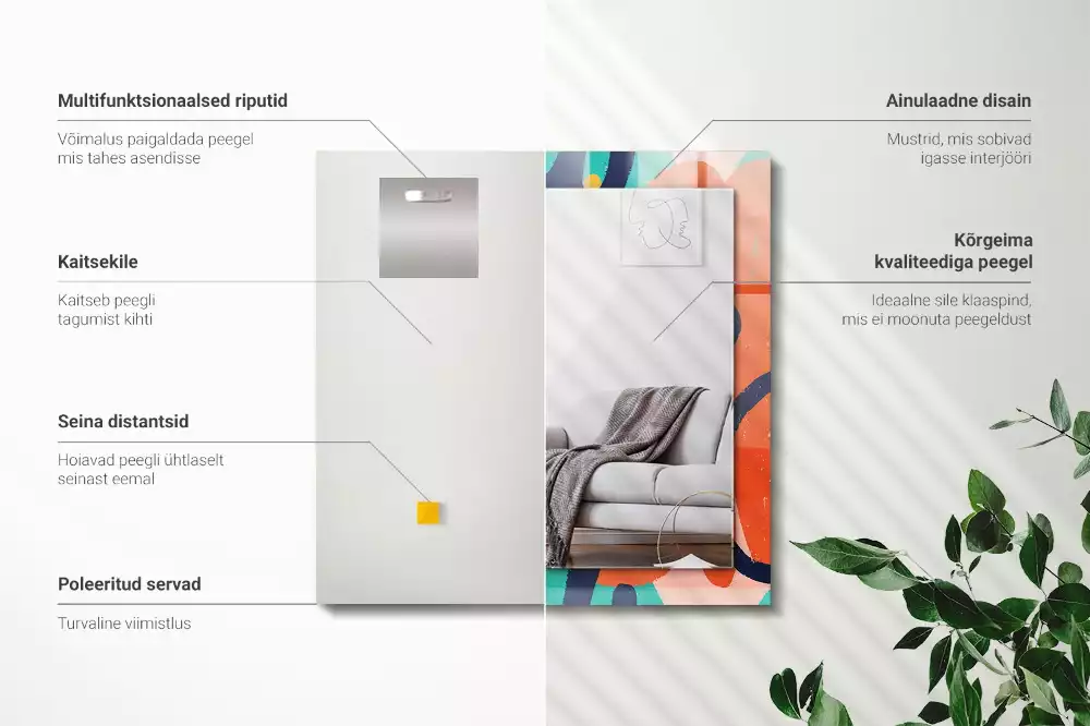 Decorațiuni perete cu oglindă Grafică colorată abstractă