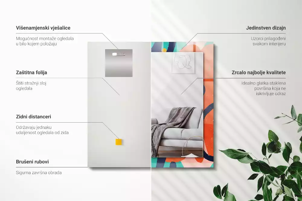 Decorațiuni perete cu oglindă Grafică colorată abstractă