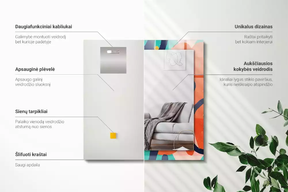 Decorațiuni perete cu oglindă Grafică colorată abstractă