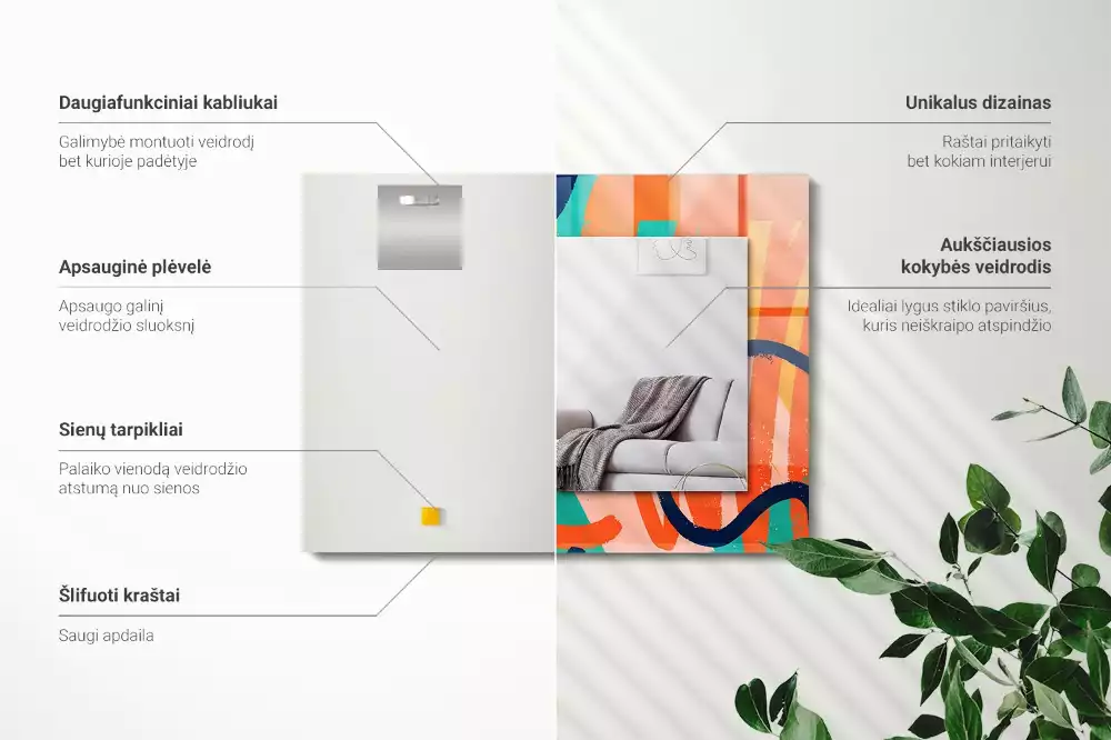 Decorațiuni perete cu oglindă Grafică colorată abstractă