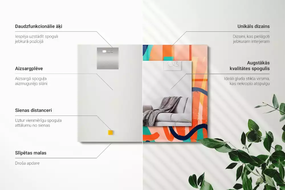 Decorațiuni perete cu oglindă Grafică colorată abstractă