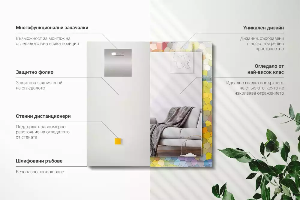 Oglindă imprimată Mozaic colorat abstract