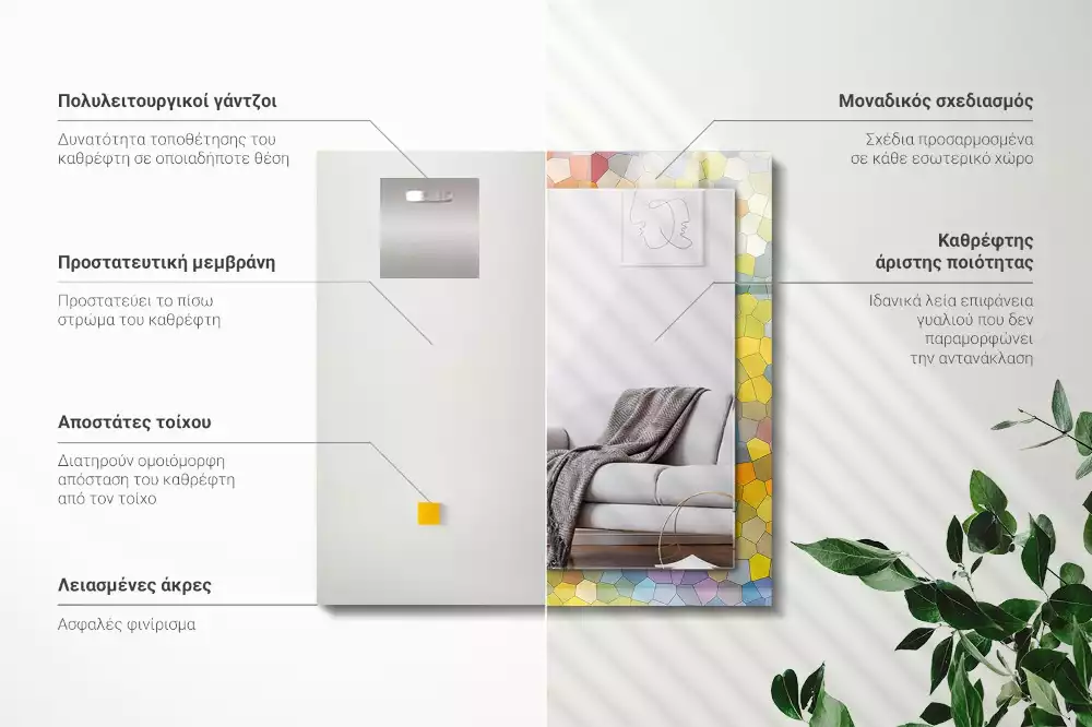 Oglindă imprimată Mozaic colorat abstract