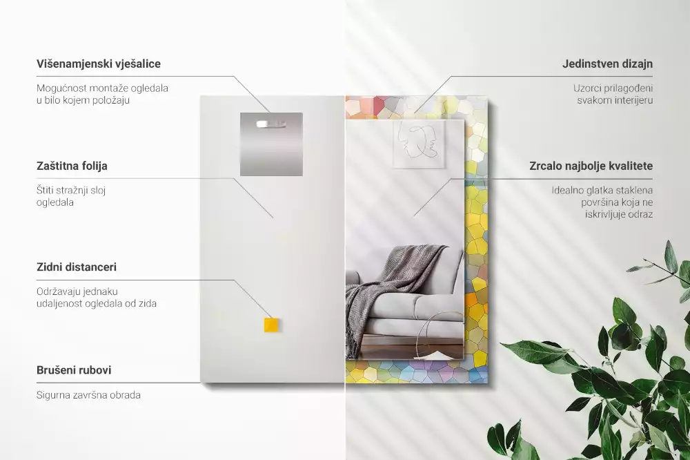 Oglindă imprimată Mozaic colorat abstract