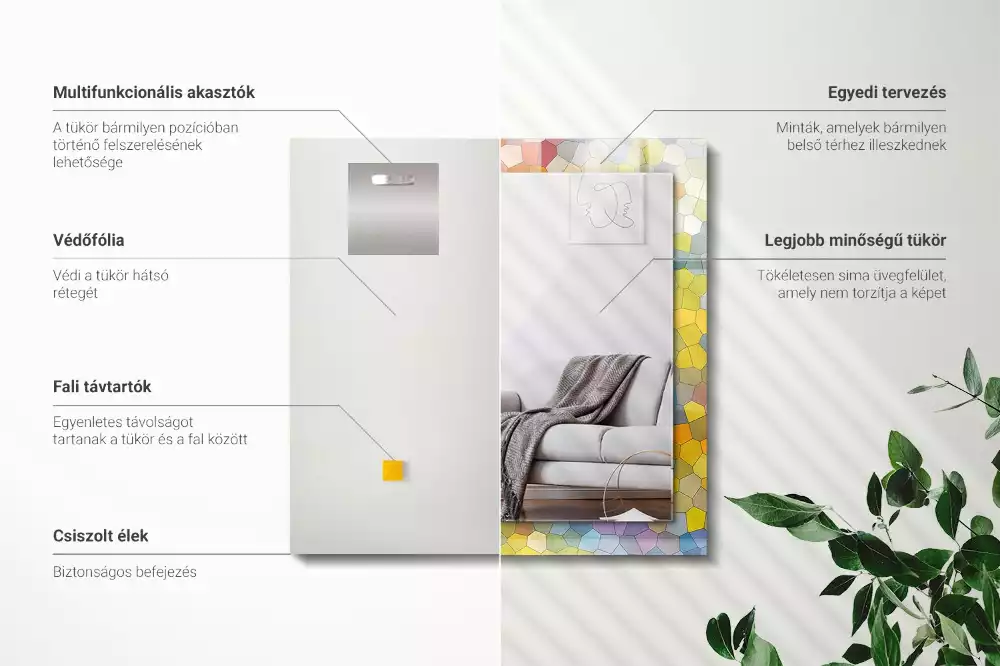 Oglindă imprimată Mozaic colorat abstract