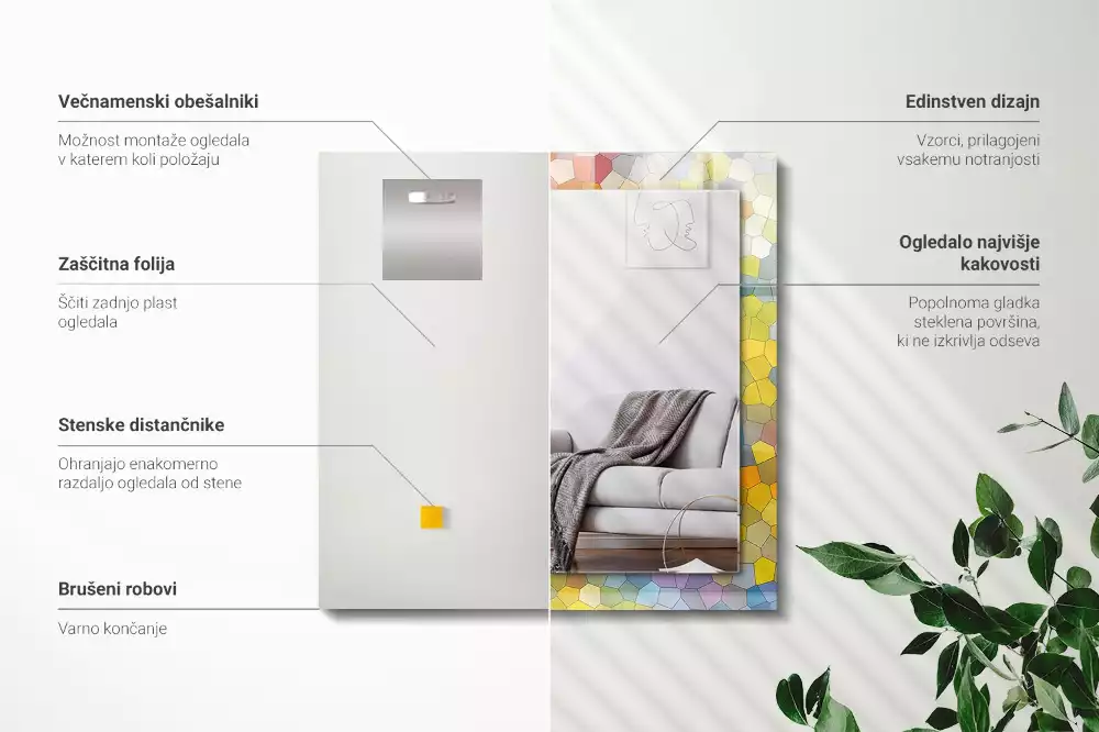 Oglindă imprimată Mozaic colorat abstract