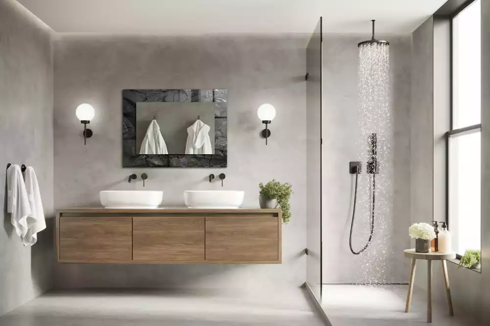 Decorațiuni perete cu oglindă Piatră neagră crăpături