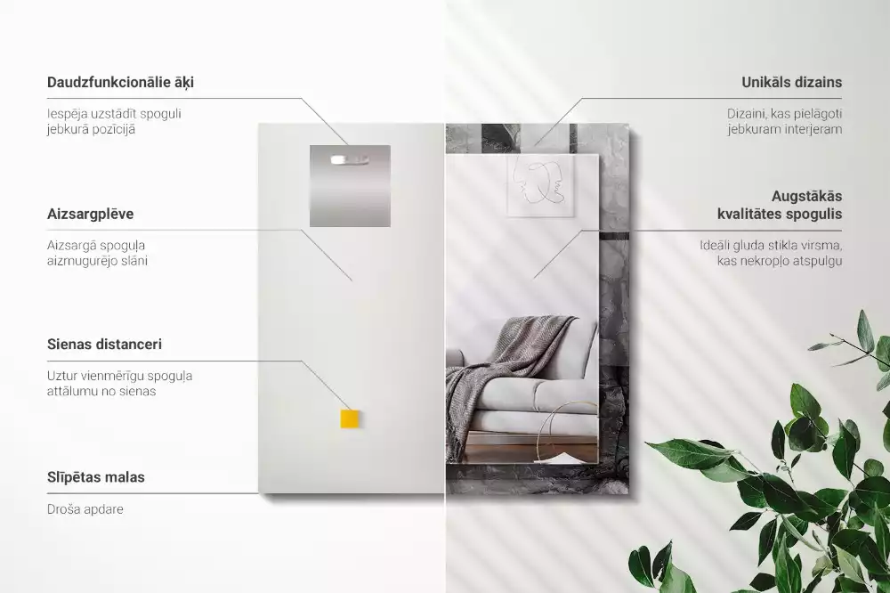 Decorațiuni perete cu oglindă Piatră neagră crăpături