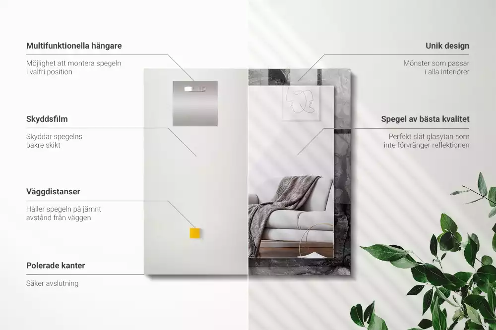 Decorațiuni perete cu oglindă Piatră neagră crăpături