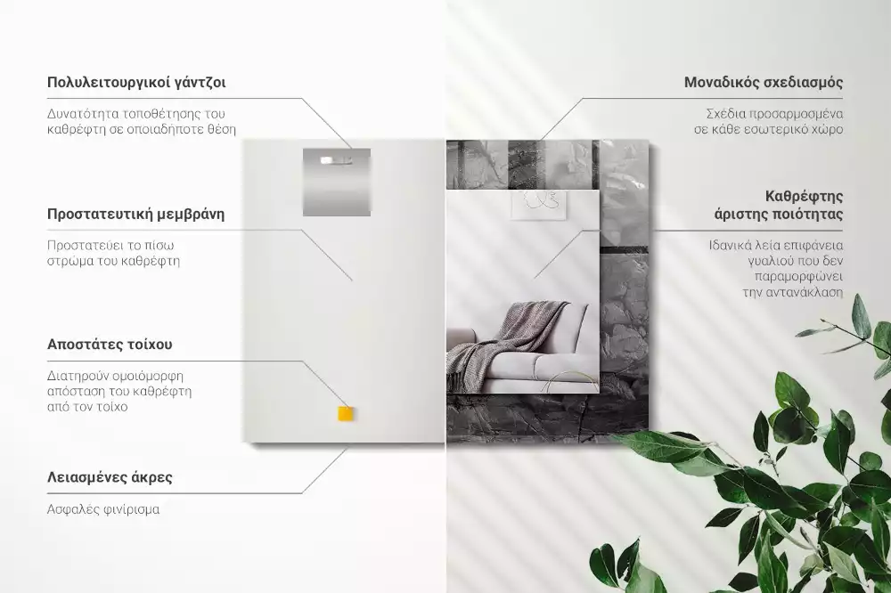 Decorațiuni perete cu oglindă Piatră neagră crăpături