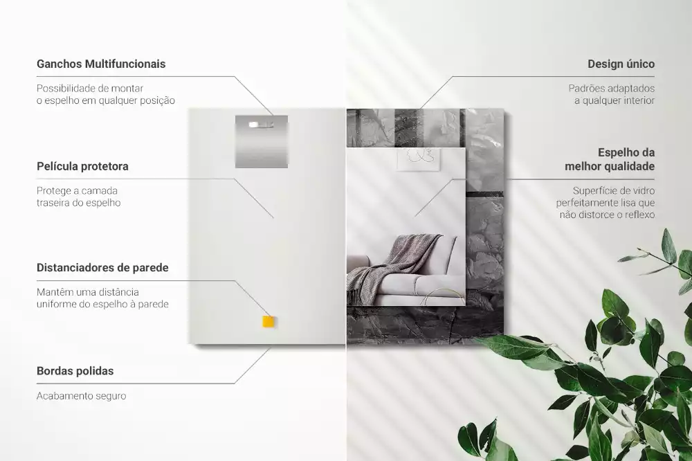 Decorațiuni perete cu oglindă Piatră neagră crăpături