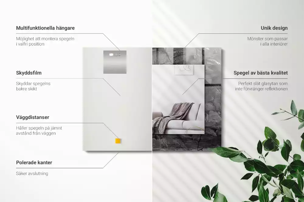 Decorațiuni perete cu oglindă Piatră neagră crăpături