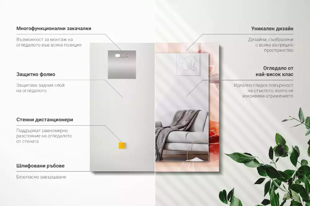 Decorațiuni perete cu oglindă Modele florale abstracte