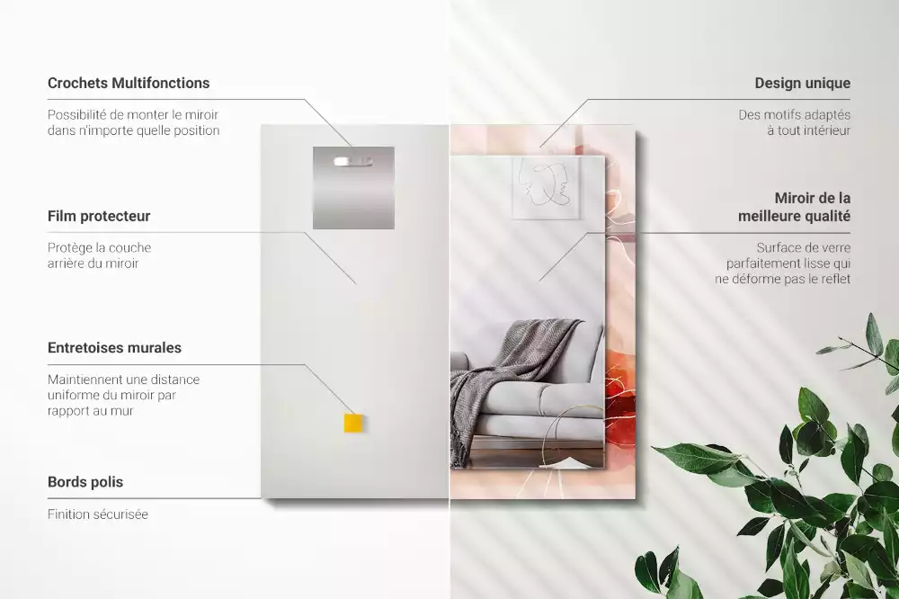 Decorațiuni perete cu oglindă Modele florale abstracte