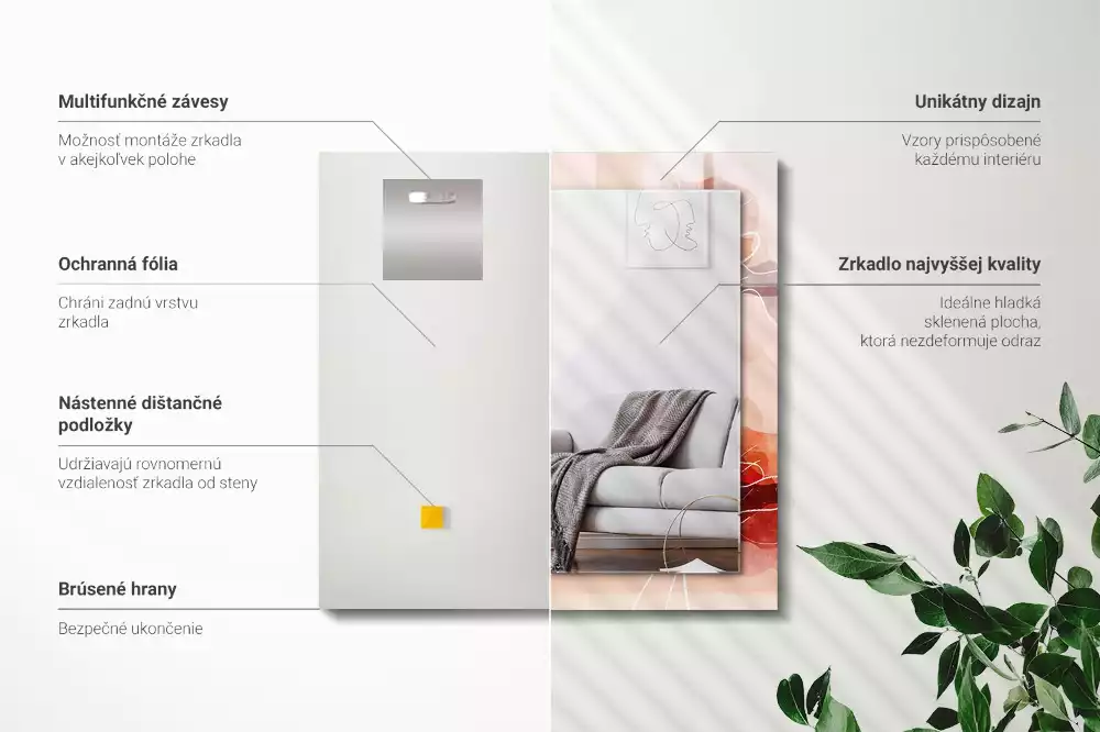 Decorațiuni perete cu oglindă Modele florale abstracte