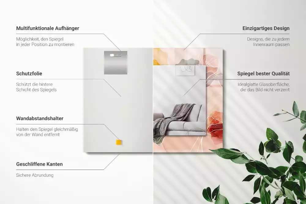 Decorațiuni perete cu oglindă Modele florale abstracte