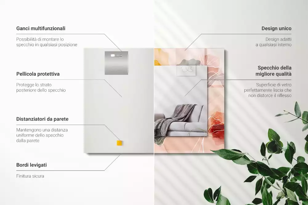 Decorațiuni perete cu oglindă Modele florale abstracte