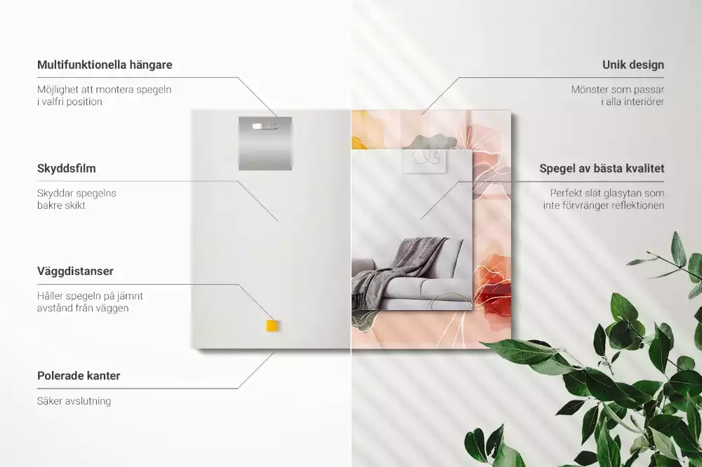 Decorațiuni perete cu oglindă Modele florale abstracte