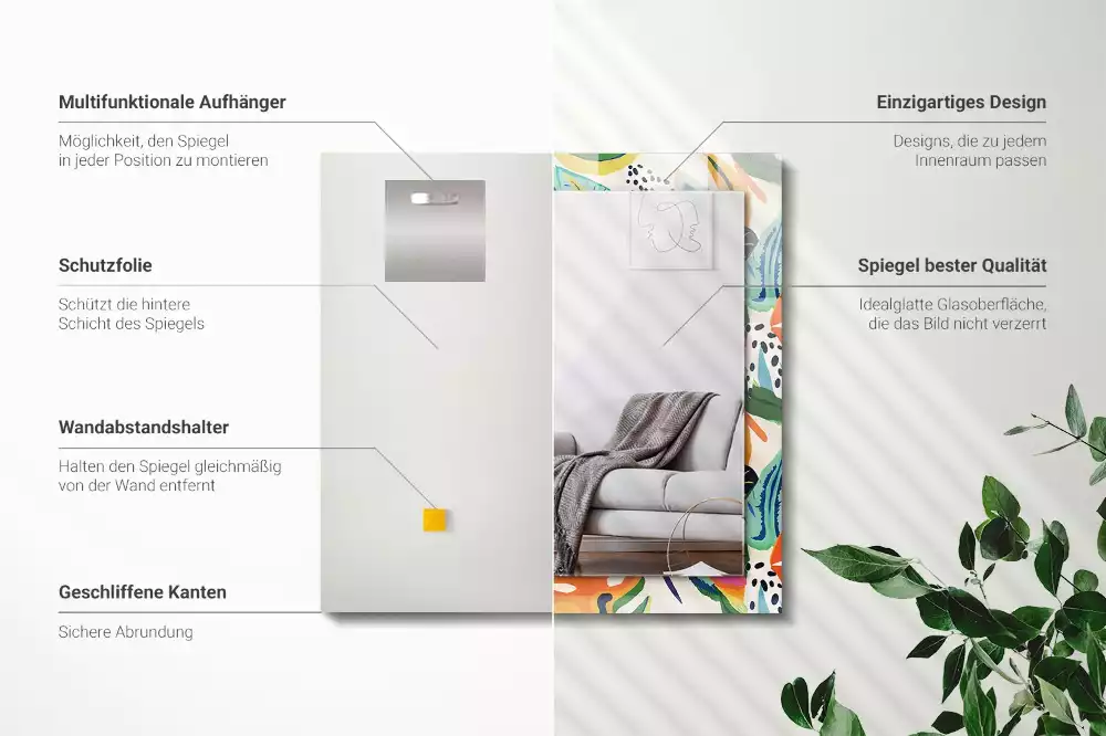 Oglindă imprimată Model frunze colorate