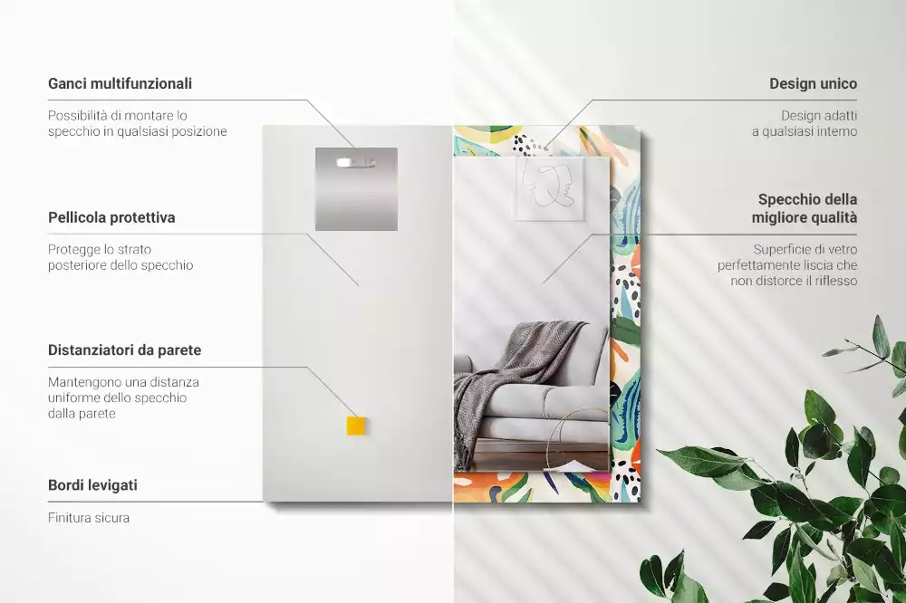 Oglindă imprimată Model frunze colorate