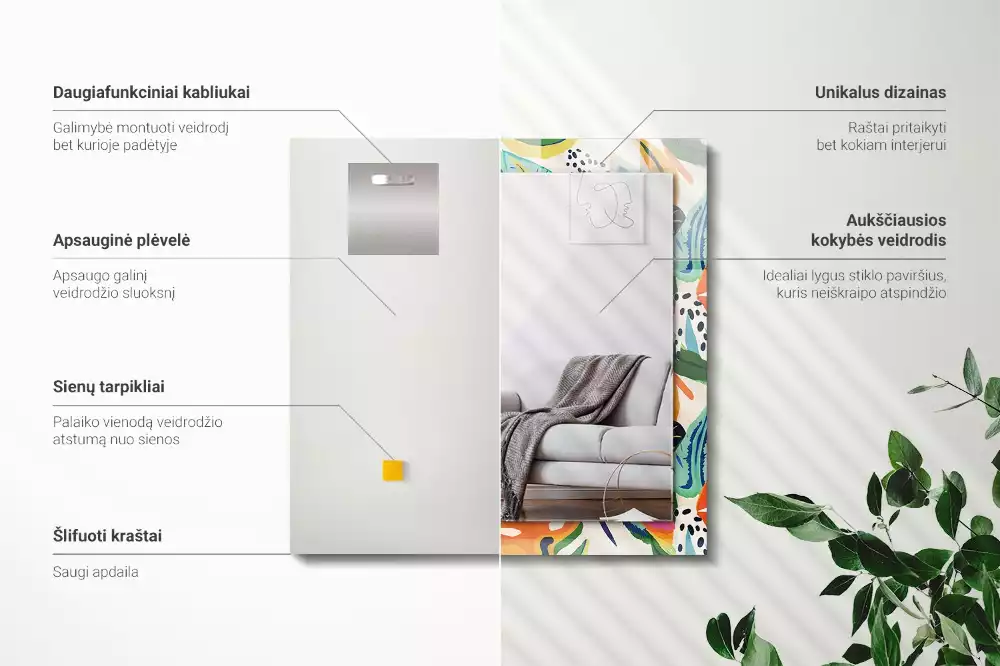 Oglindă imprimată Model frunze colorate