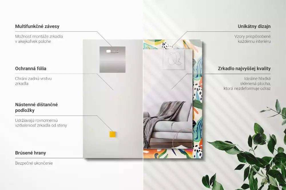 Oglindă imprimată Model frunze colorate