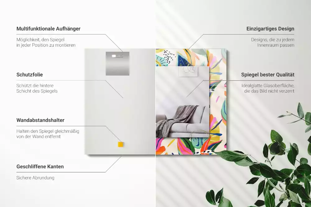 Oglindă imprimată Model frunze colorate