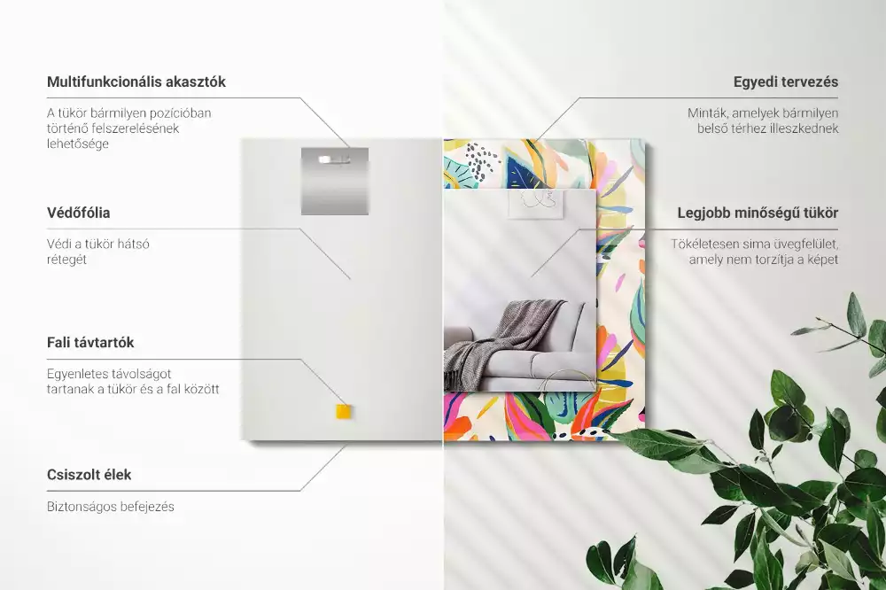 Oglindă imprimată Model frunze colorate