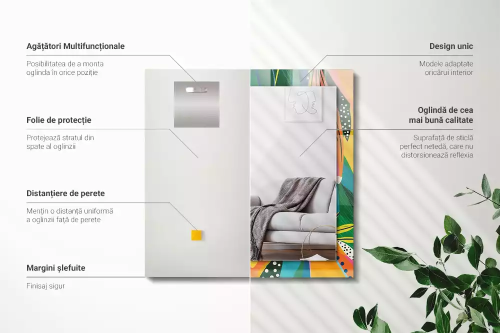 Decorațiuni de perete cu oglinzi Model abstract colorat