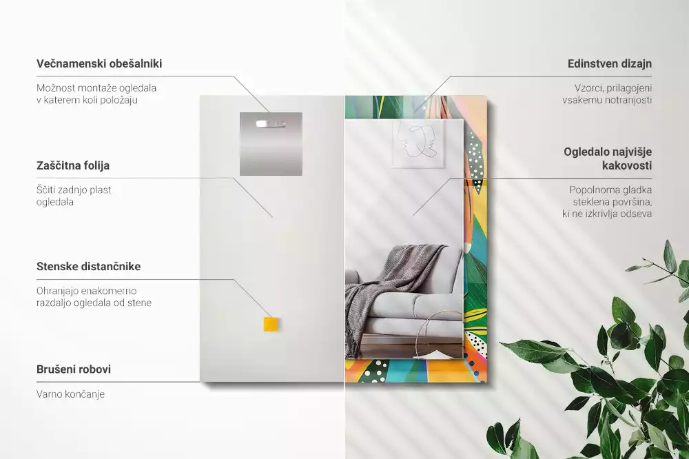 Decorațiuni de perete cu oglinzi Model abstract colorat