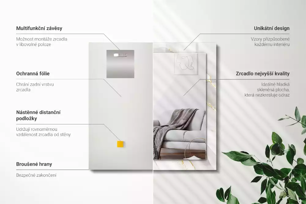 Decorațiuni de perete cu oglinzi Marmură gri