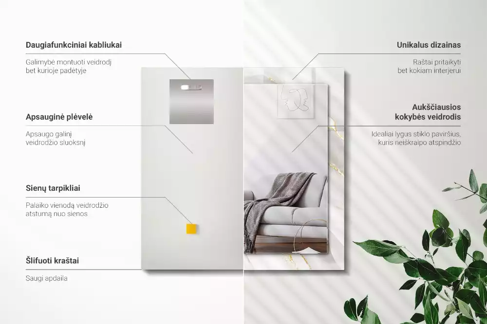 Decorațiuni de perete cu oglinzi Marmură gri